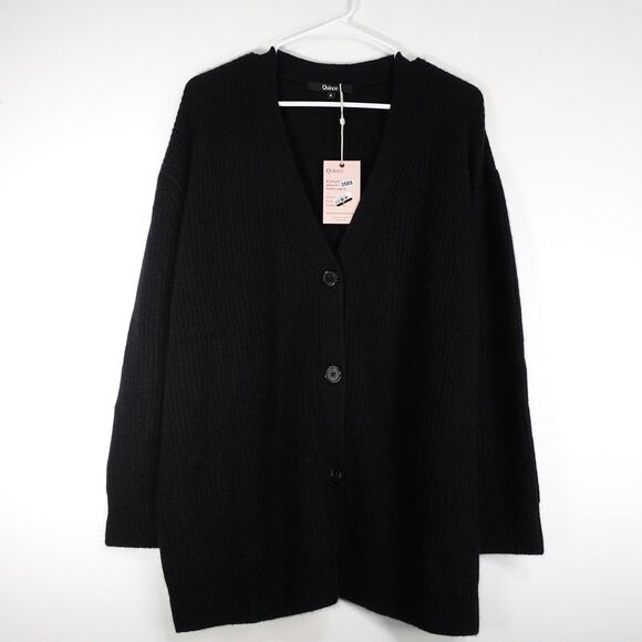 New Quince Black Mongolian Cashmere Oversized Boyfriend Cardigan Sweater Small - Picture 2 of 9